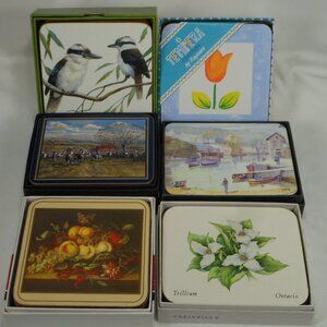 CLEARANCE. 6 sets of new assorted coasters. 6 pcs each set